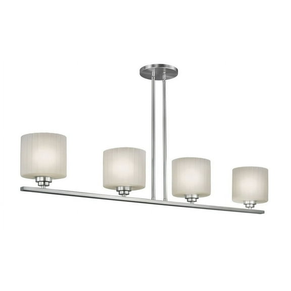 4-Light Brushed Nickel Island Pendant with Frosted Ribbed Glass