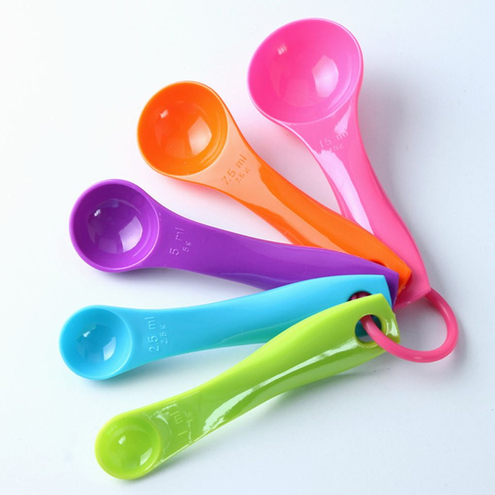 5Pcs/set Lovely Colorful Plastic Measuring Cups Measure Spoon Kitchen Tool 