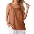 thumbnail image 4 of MESSUEN Boho Sleeveless Blouses for Women Casual Casual Basic Linen Shirts for Women Basic Womens Tops Loose Fit Crop Top Basic Tees Comfort Coffee 3XL, 4 of 7