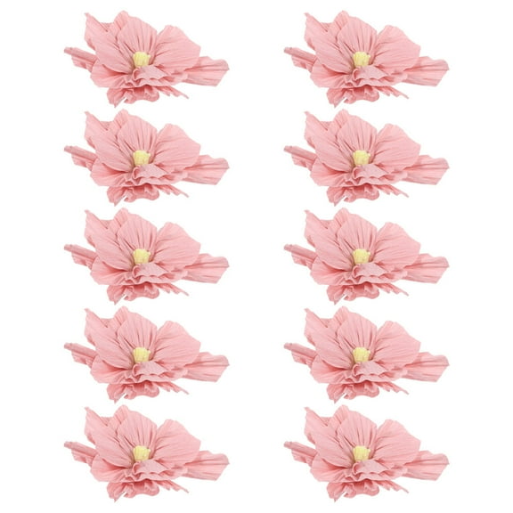 10 Pcs Crepe Paper Flowers Pleated Decorative Lampshade Pink