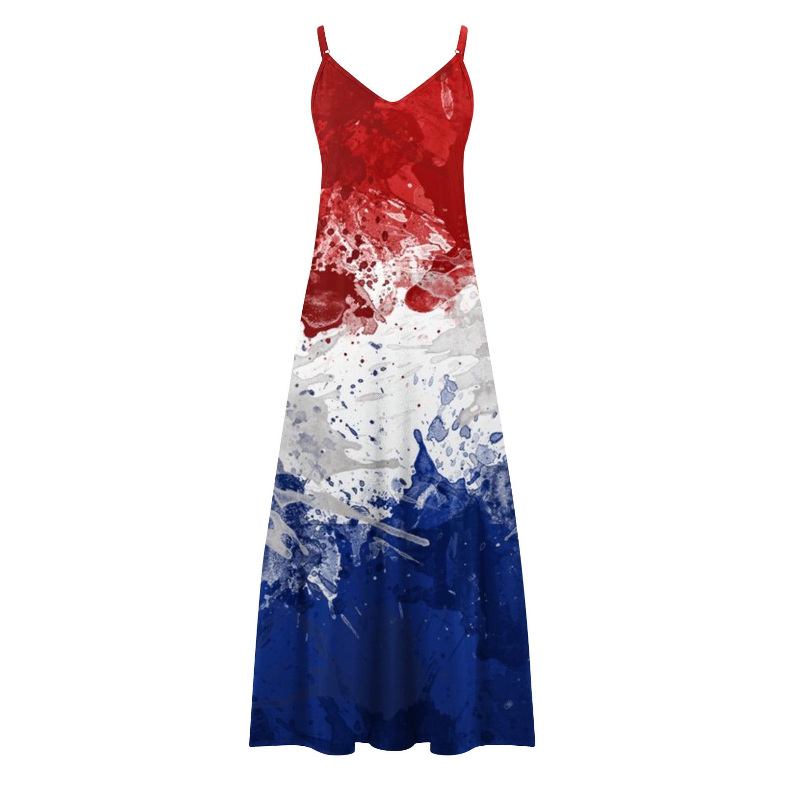 Ameri　COLORFUL ELEGANT DRESS Akia Plus Size Retro Hippie Rainbow Art Printed Boho