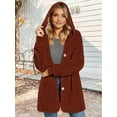 thumbnail image 6 of Warm Fleece Jackets for Women, Fuzzy Hooded Casual Coats Cardigan Sweaters Outerwear with Pockets Caramel Color XXL, 6 of 8