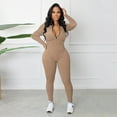 thumbnail image 1 of Aayomet Dressy Jumpsuits for Women Women's Zipper V Neck Long Sleeve Jumpsuit Rompers Bodysuit Catsuit Sport Jumpsuit,B XXL, 1 of 4