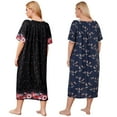 thumbnail image 4 of Women's Plus Size Long Nightgowns Floral Print Short Sleeve Long T-Shirt Lounger House Dress Casual Loose Nightshirts, XL-4XL, 4 of 8