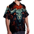 thumbnail image 2 of Yak Men's Short Sleeve Poplin Shirt, Casual Printed Button Down Summer Beach Shirt - Unisex, 2 of 6