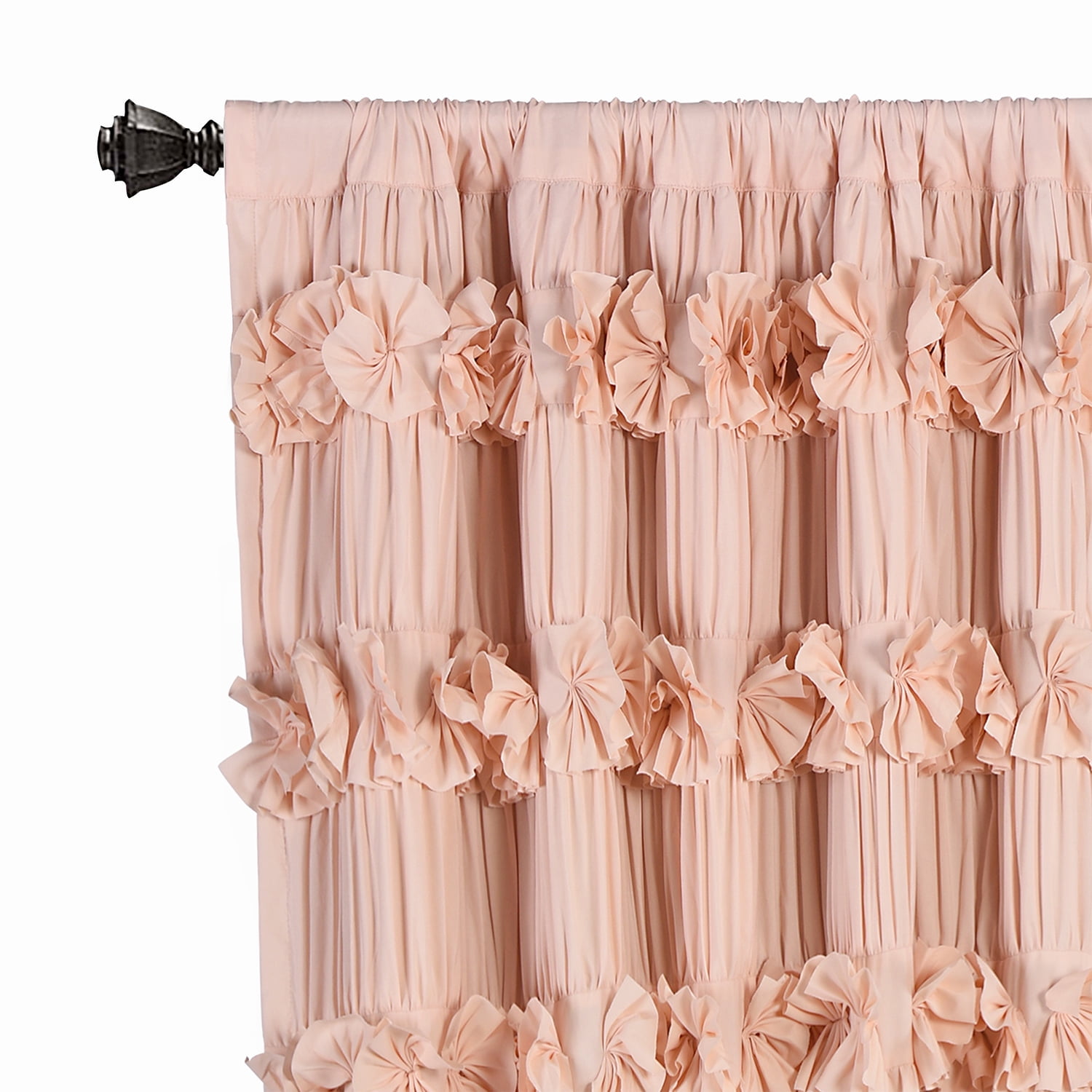 EvJk Peach Blackout Window Curtain 54" x 84", 2 Panels Curtains with Handmade Ruffles