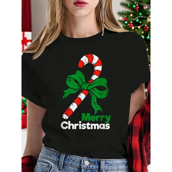 Merry Christmas Women's T-Shirt Merry Christmas Candy Canes T-Shirt