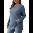 thumbnail image 1 of Camisas de Larga para Mujer, Blusas Tipo Túnica para Mujer, Suéteres Básicos Holgados y Elegantes con Cuello Redondo para Mujer. Azul S, 1 of 7