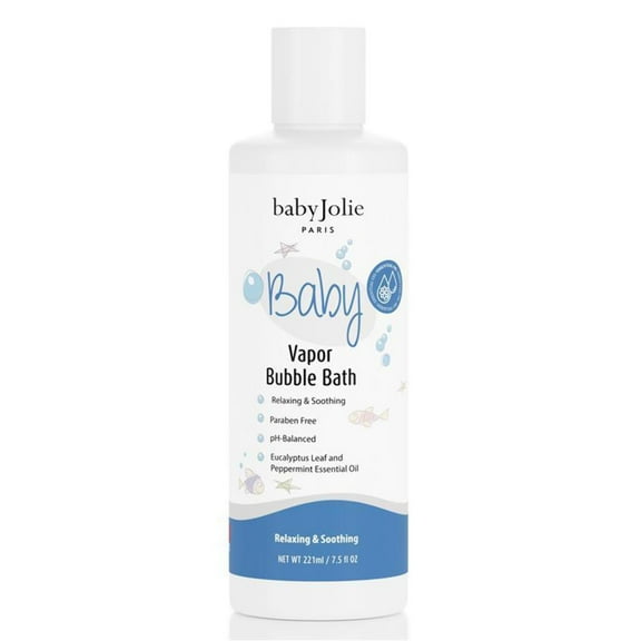 Baby Jolie, Soothing Vapor Bubble Bath, Stuffy Nose and Cough Relief for Babies & Toddlers, Made with Eucalyptus and Peppermint Extract, Natural Essential Oils, 7.5 oz