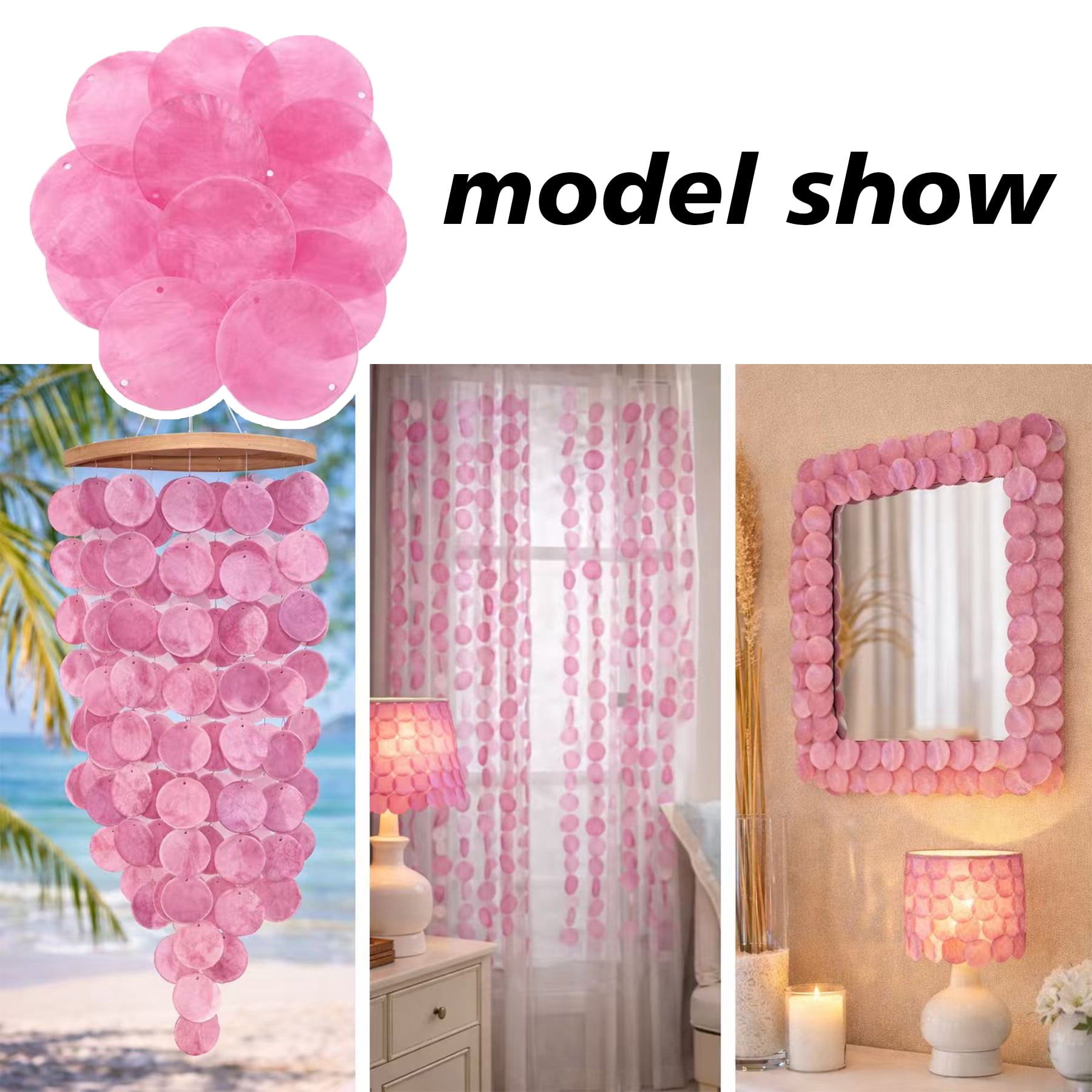 120Pcs Capiz Shells 1.97in Round Natural Shells with 2 Holes for Seashell Wind Chimes Curtain Shell Garland DIY Craft Wedding Home Decoration