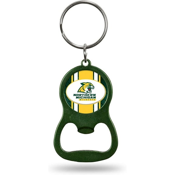 Northern Michigan University Wildcats Premium Solid Metal Bottle Opener Keychain, Key Ring, Team Color