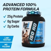 BPI Sports ISO HD Isolate Protein Powder – 100% Whey Isolate, Protein Powder for Muscle Gain - Chocolate Brownie, 4.9 LBS - 70 Servings
