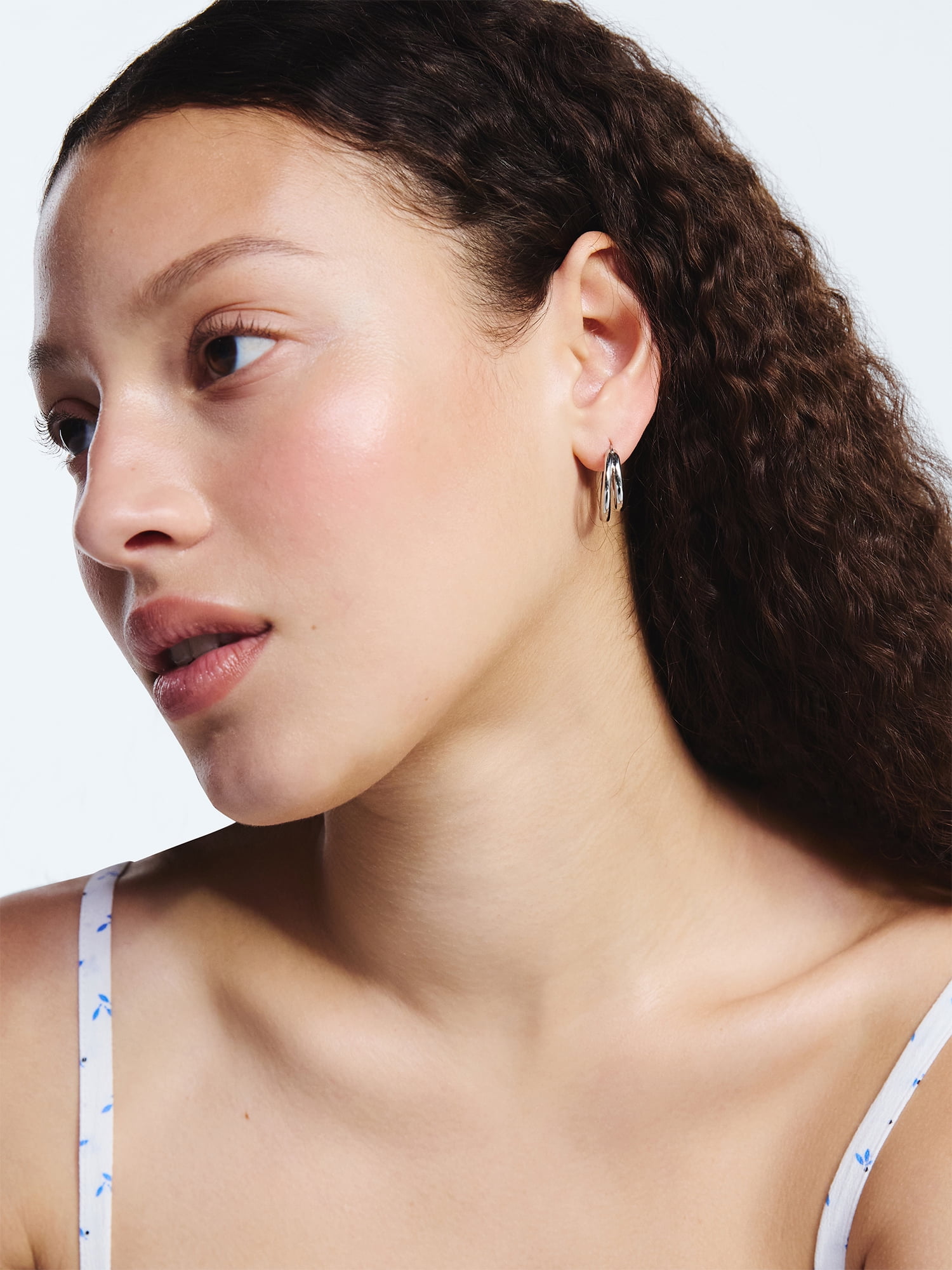 Free Assembly Women's Demi Fine Silver Plated Hoop and Stud Earring Set, 3-Pairs