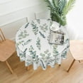 thumbnail image 2 of Leaf Spring Round Tablecloth 60 Inch Rustic Teal Watercolor Sage Green Tablecloth Waterproof Fabric Farmhouse Table Cloth Decorative for Picnic Party Holiday Home, 2 of 6