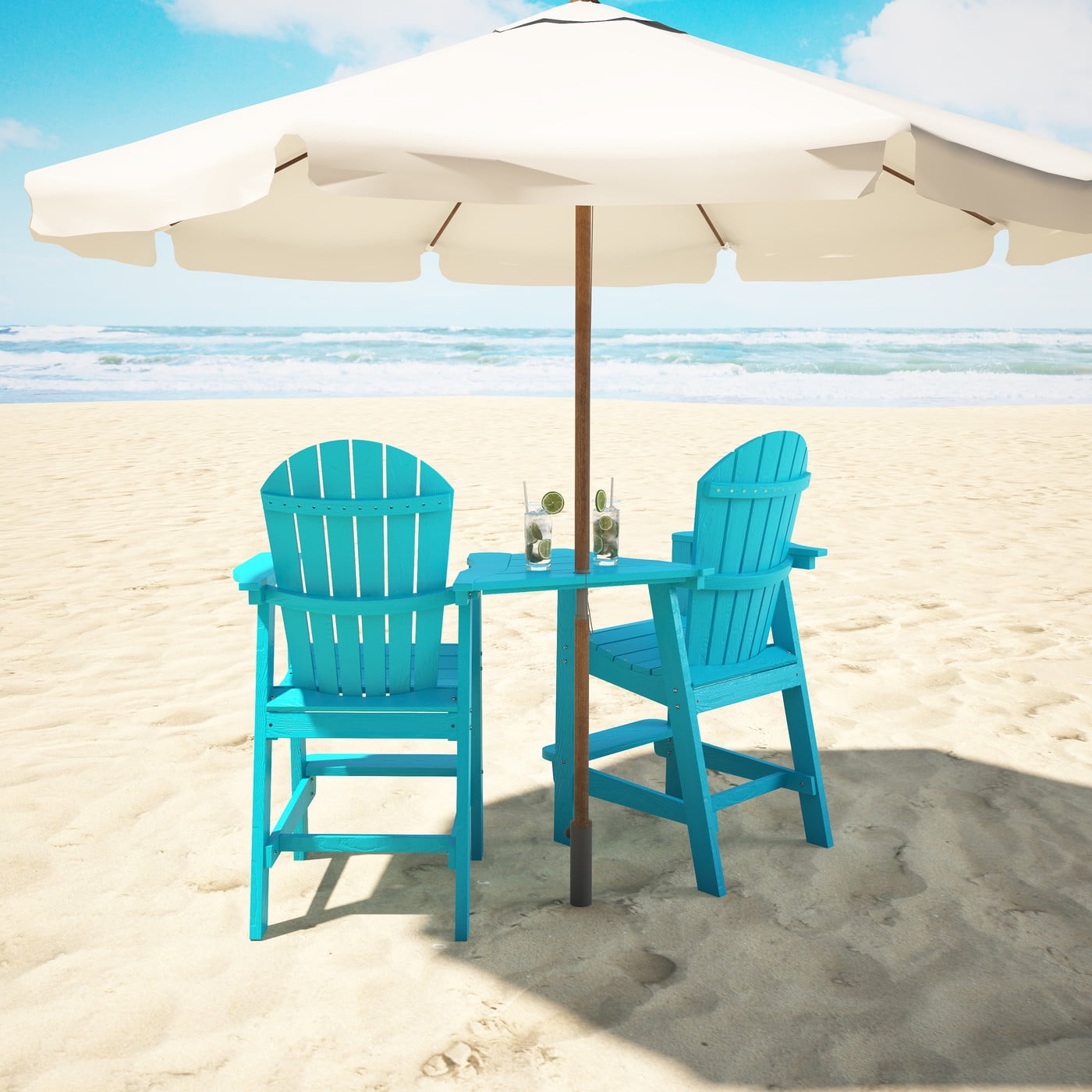 Musser Outdoor Adirondack Chair Set Of 2 Wooden Patio Chair Lounge Chair Cyan