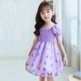 thumbnail image 6 of FLMEI Summer Toddler Kids Girl Casual Dress Bubble Sleeve Printed Dresses Three Colours Fashion Sundress 1-7T, 6 of 9