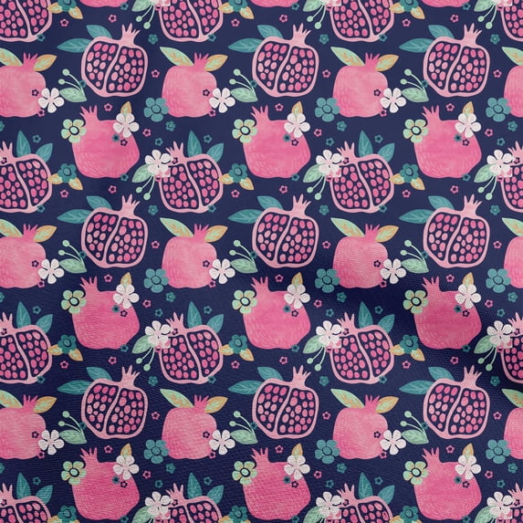 oneOone Cotton Jersey Dark Blue Fabric Pomegranate Craft Projects Decor Fabric Printed By The Yard 58 Inch Wide-IK