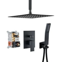 Cobbe Shower Set 10-inch Ceiling Mounted Rainfall Shower Head and Hand Shower Combo with Rough-in Valve Matte Black