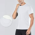 thumbnail image 2 of lkfuzj Mens Gym Workout T-Shirt Slim Fit Short Sleeve Crew Neck Pullover Tops Performance Athletic Shirts Running Fitness Tee - White, 2 of 10