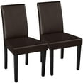 thumbnail image 4 of Yaheetech Faux Leather Dining Chairs with Rubberwood Legs, Set of 2, Dark Brown, 4 of 7