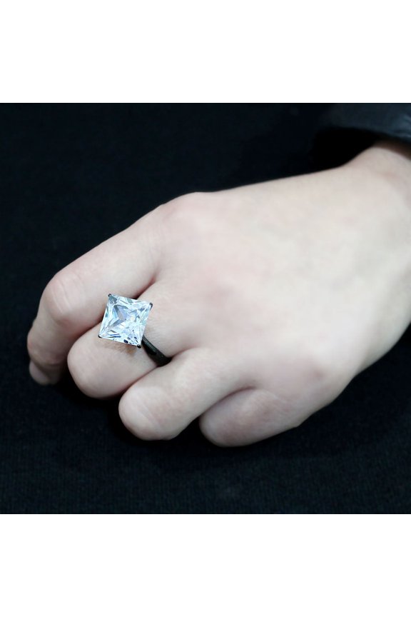 TK3736 IP Black Stainless Steel Ring with AAA Grade CZ in Clear