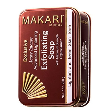 Makari Exclusive 7oz. Skin Lightening & Exfoliating Bar Soap with Organiclarine - Advanced Active Whitening Treatment for Dark Spots, Acne Scars, Sun Patches, Stretch Marks &