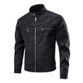 thumbnail image 4 of Atkumj Bomber Jacket Men with Pockets Stylish Suede Stand Collar Mens Leather Jacket Casual Solid Color Long Sleeve Zip Up Jacket for Outdoor Daily Activities L, 4 of 9