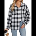 thumbnail image 2 of Camisas de Franela con Botones para Mujer, Camisas A Cuadros de Larga, Blusa Informal de Negocios. y Negro XL, 2 of 10