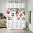 thumbnail image 6 of No Hook Shower Curtain with Built-in Rings - Christmas Balls Washable Waterproof Fabric Bathroom Curtains for Hotel,Rentals, 60 X 72 Inch Long , Vintage Watercolor Floral Evergreen White, 6 of 9
