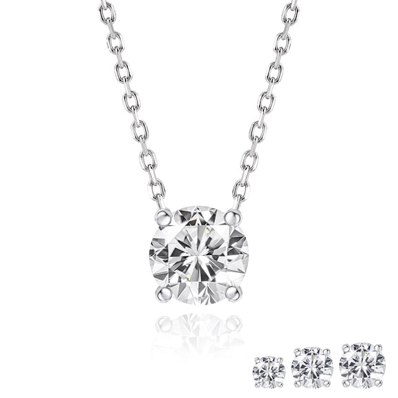 JeenMata Lab Grown Diamond 0.50 Carat Round Cut Classic Solitaire Pendant Necklace - in 18K White Gold Plating for Women