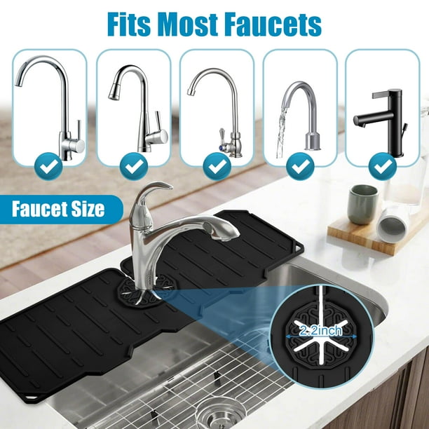Moyic Estera absorbente para grifo de cocina, duradera y resistente a desgarros, de secado rápido, protector contra salpicaduras para Organizadores de utensilios de cocina Negro
