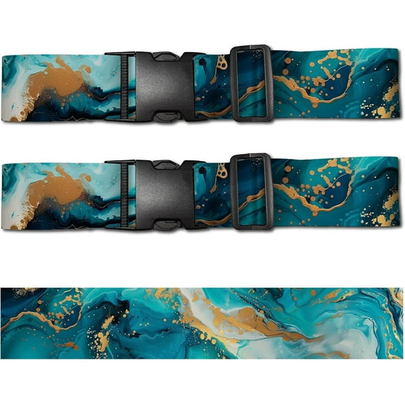 2Pcs Luggage Straps Suitcase Belt TSA Approved Adjustable Travel Belt Polyester Marble Luggage Connector Straps