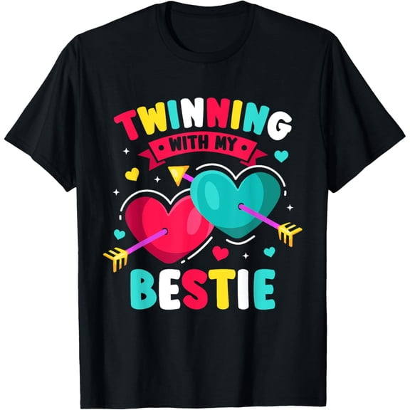 Exquisite and comfortable-Cute Friendship Twins Day Girls T-Shirt, Small