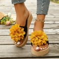 thumbnail image 4 of Mepaouo Platform Flip Flops for Women 2025 Flower Wedge Thong Sandals Summer Beach Slip on Slides, 4 of 7