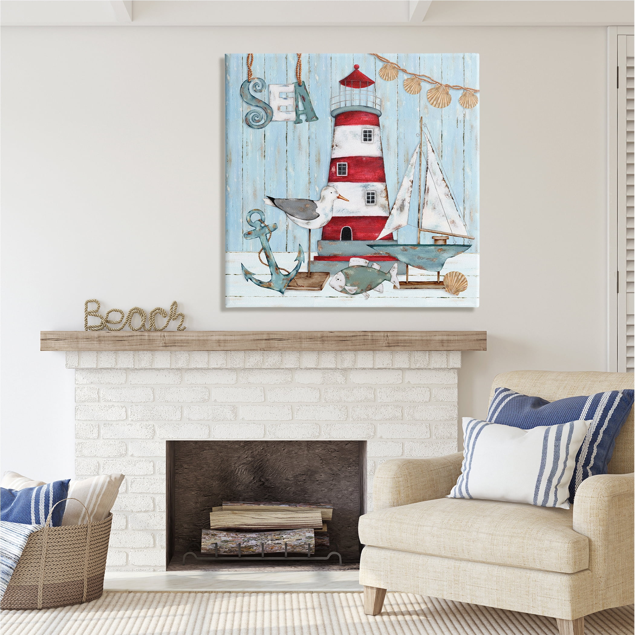 Stupell Industries Rustic Maritime Still Life Animals & Insects Painting Gallery Wrapped Canvas Print Wall Art, 36 x 36