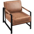 thumbnail image 1 of Yaheetech Fauteuil d'Appoint Rétro Rembourré en Similicuir avec Coussin de Dossier, Brun Clair, 1 of 7