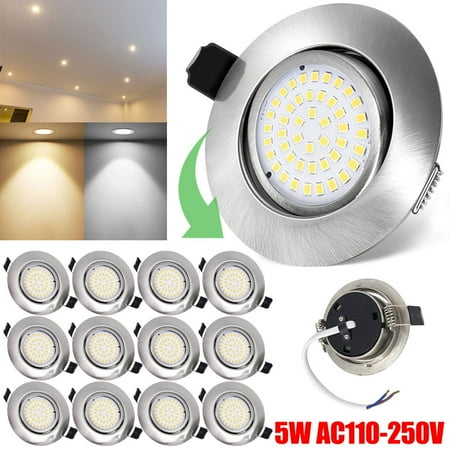 

Rosnek LED Recessed Ceiling Light Lamp 5W Round downlight Adjustable Angle Indoor Lighting Ceiling Fixture For Home Office Commercial Lighting