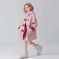 thumbnail image 2 of Mercatoo Teen Girls Winter Dress Coat Fleece Lined Button Peacoat with Hooded Kids Warm Long Jackets Casual Fuzzy Overcoat, 2 of 9