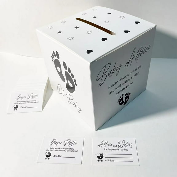 Kezqiaxn Party Hearty Baby Shower Games for Girl or Boy, 50 Diaper Raffle Tickets, Diaper Raffle Tickets Cards Box, Babys Shower Decorations, Raffle Prizes, Babys Shower Ideas