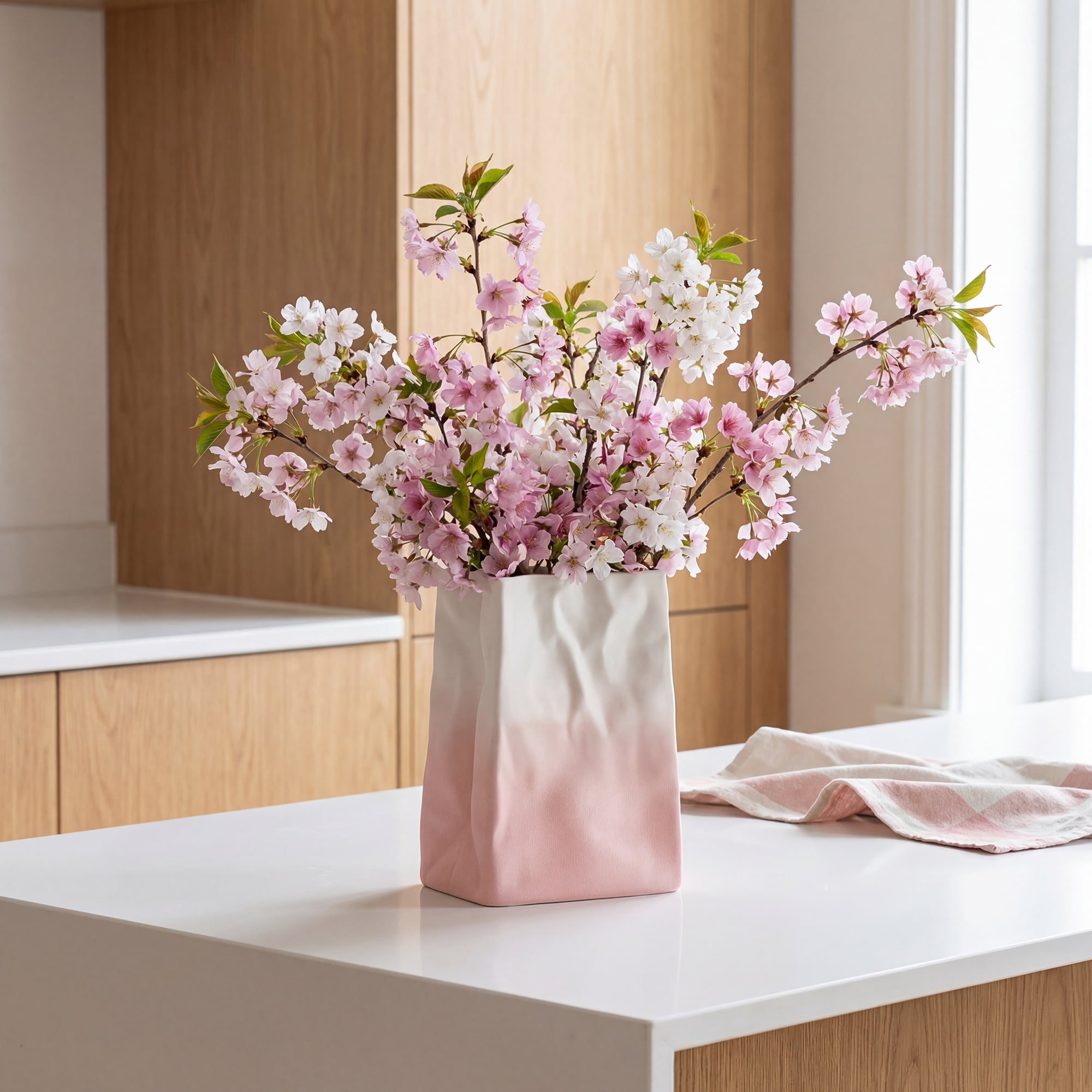 Unique Bargains Ceramic Matte Vase Retro Round Bottle Gradient Pink 5.0" x 2.8" x 6.7"