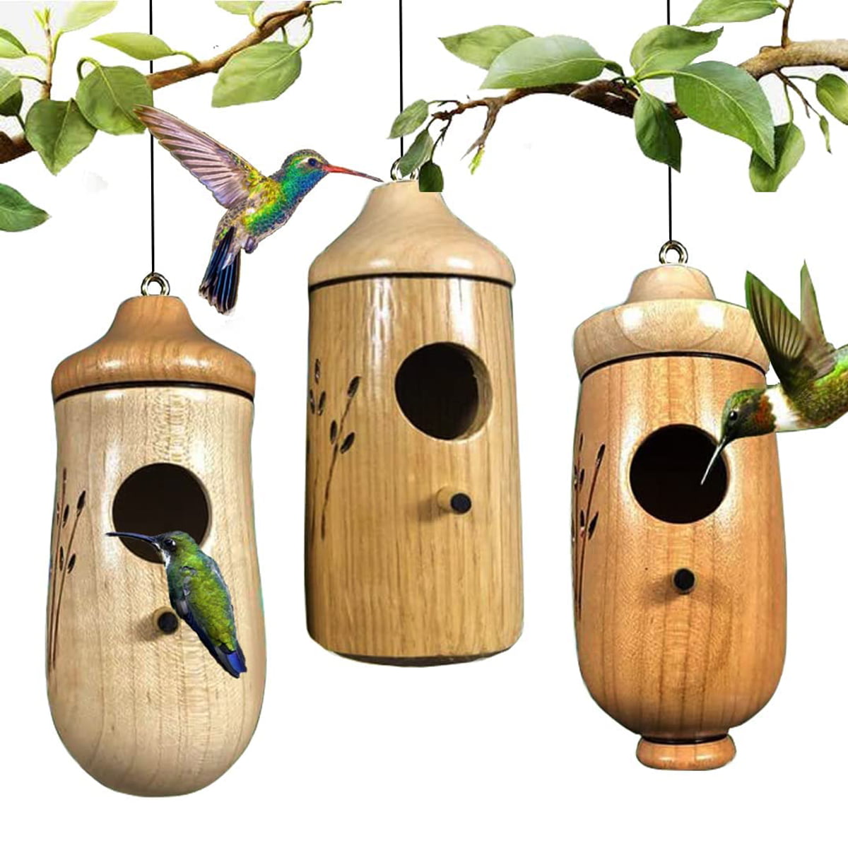 Hamiledyi Wooden Bird House,Hanging Outdoor Birdhouse Garden Patio Decorative for Wren Swallow Sparrow Dove Hummingbird Finch 