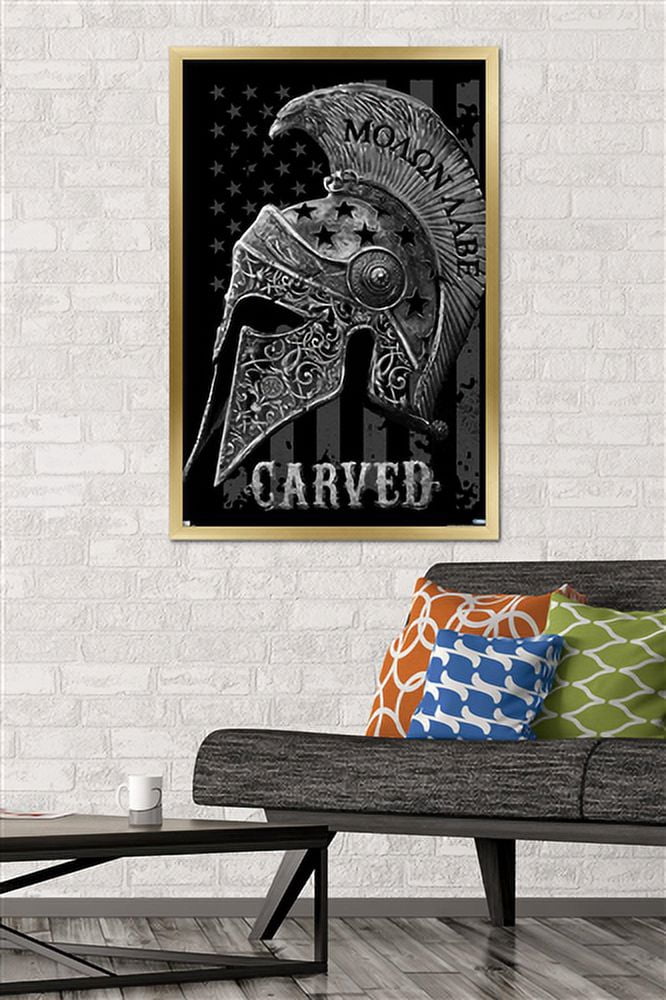 Jim Baldwin - Carved Helmet Wall Poster, 22.375" x 34" Framed
