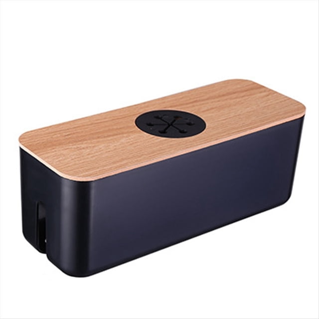 Caja de Almacenamiento de Cables de Madera, Caja de Almacenamiento de Cables de Alimentación, Cargador A Prueba de Polvo, Caja de Almacenamiento para Cables Domésticos B