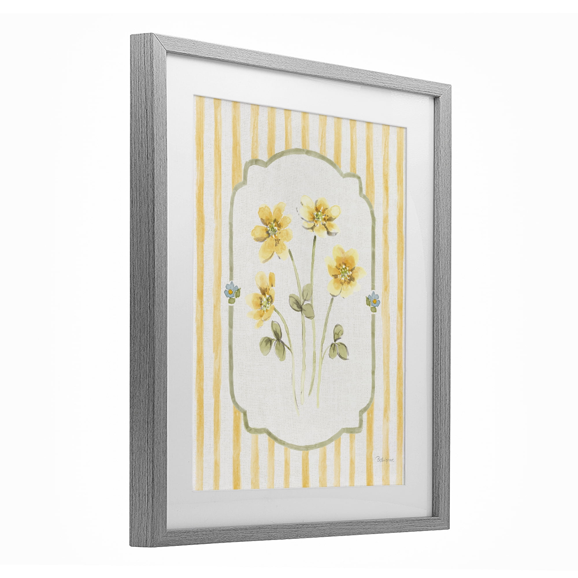 Stupell Industries Sweet Honey Flowers Gray Framed Print Under Glass, design by Beth Grove