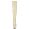 thumbnail image 2 of Unique Bargains Women's Platform Block Heel Over Knee High Boots Beige US 7.5, 2 of 8