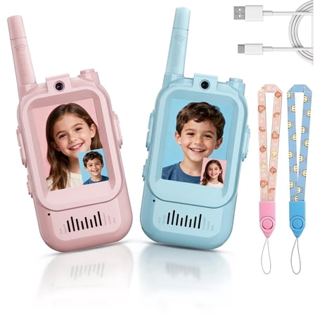 LAPTOM MAX Video Walkie Talkies Toys for Kids with Screen,Indoor Outdoor for Family Games, Camping, Hiking, Birthday Gifts, 2 Pack