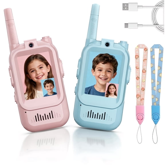 LAPTOM MAX Video Walkie Talkies Toys for Kids with Screen,Indoor Outdoor for Family Games, Camping, Hiking, Birthday Gifts, 2 Pack