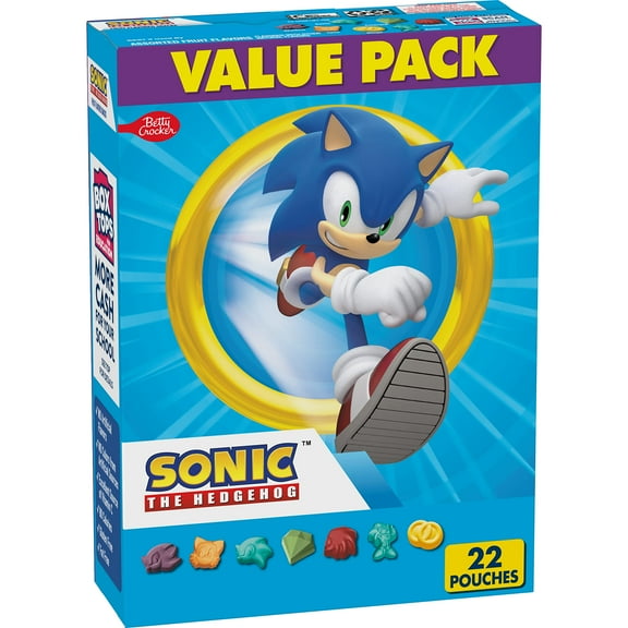 Pack of 2 - Sonic The Hedgehog Fruit Flavored Snacks, Treat Pouches, Gluten Free Snack, Value Pack, 22 Ct, 17.6 Oz