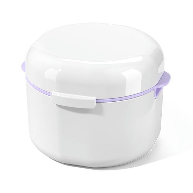 2 pcs Denture Storage Box Denture Cleaner Container Denture Retainer Case Portable Double Layer Hollow Drain Braces Box