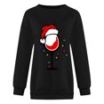 thumbnail image 3 of Gibobby Sudaderas Navideñas para Mujeres Sudadera navideña para mujer Cuello redondo Manga larga Navidad Casual Sudadera navideña(Negro,G), 3 of 4